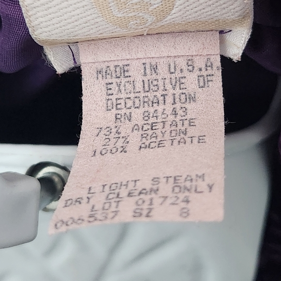 Watters and Watters Vintage 80s Luxurious Crushed Purple Velvet Pantsuit Set - Picture 3 of 14